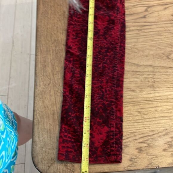 SANCTUARY RED/BLACK ANIMAL PRINT CORDUROY SKINNY PANTS.  NEW - Picture 7 of 10